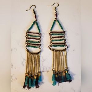 Boho 6" Dangle Beaded Tastel Earrings